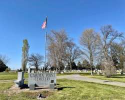 A seven-foot monument indicates the cemetery's name marked at its entranced A seven-foot monument indicates the cemetery's name marked at its entranced.